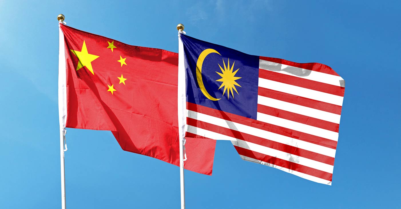 Chinese and Malaysian flags