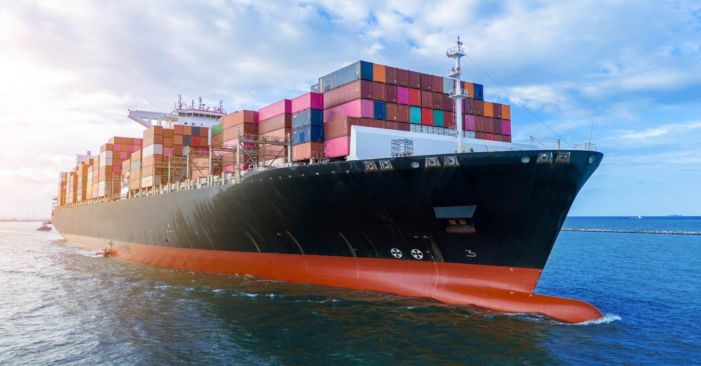 Container ship at sea